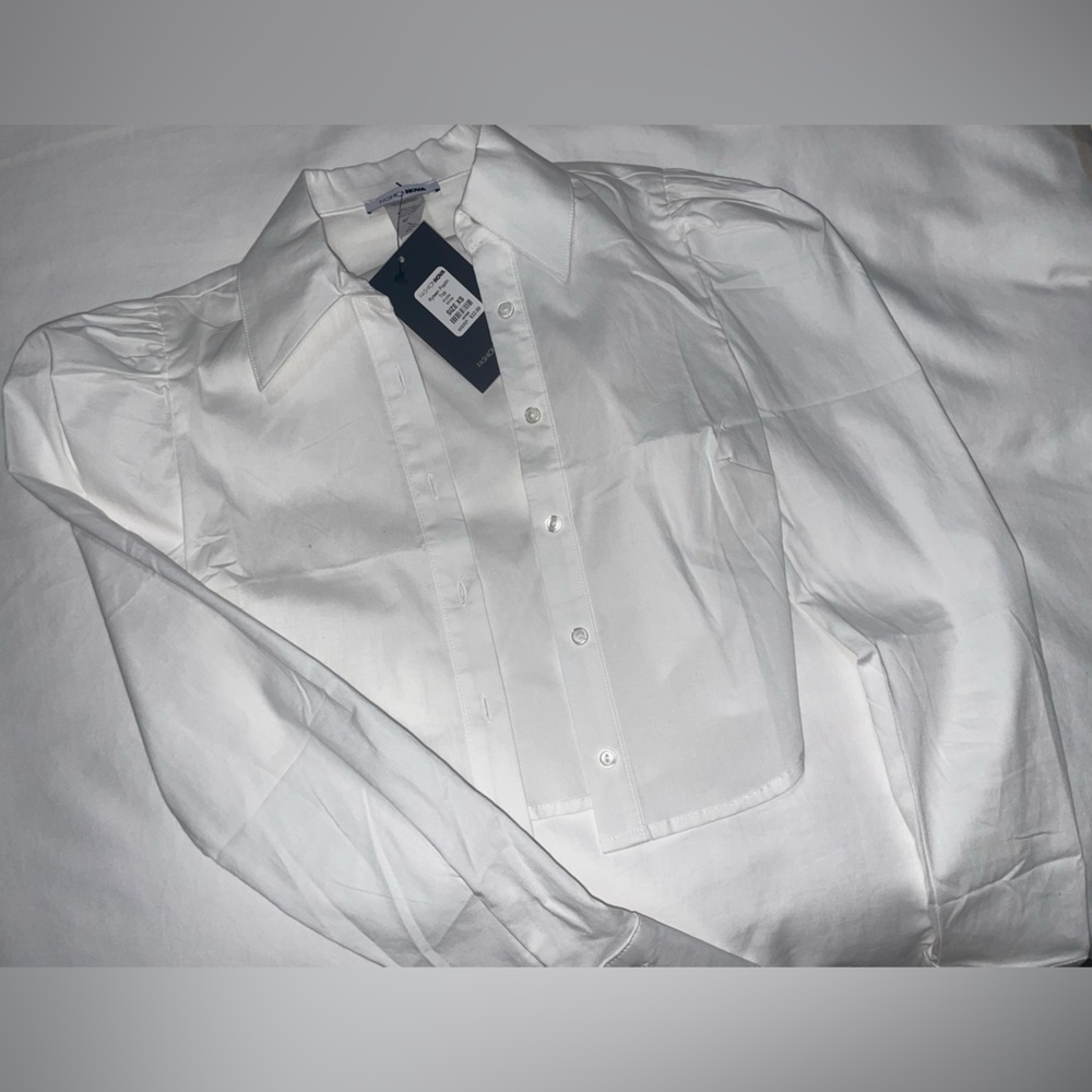 Fashion Nova Poplin Top XS White NWT